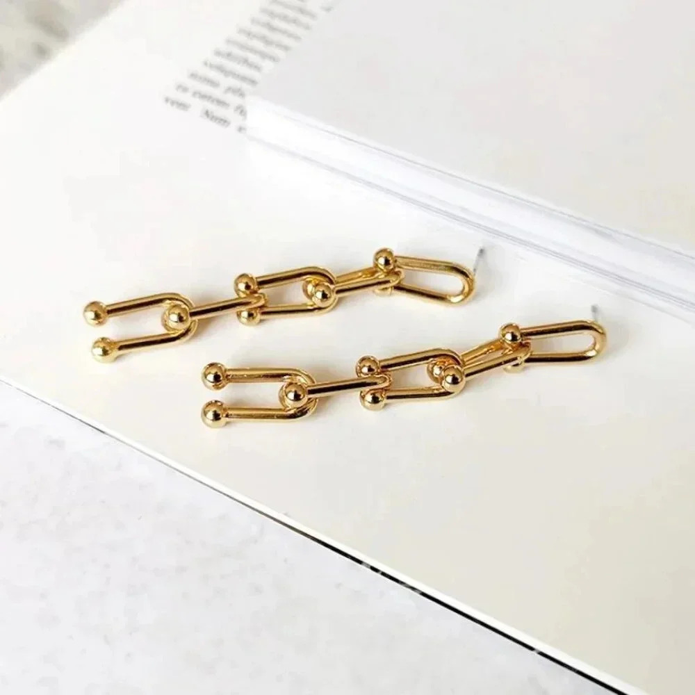 Minimalist 925 Sterling Silver Chain Drop Earrings - Picture 4 of 6